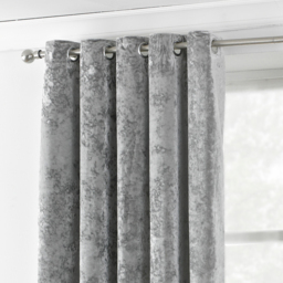 Verona Crushed Velvet Eyelet Curtains - Silver / 137cm - thumbnail 4