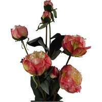 Pink Peony Artificial Flower Spray Bundle 55cm - Pink