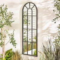 Harris Large Arched Window 120x40cm Garden Mirror - Black