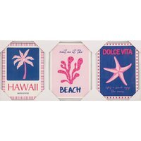 Set of 3 Dolce Vita Beach Glossy Canvas Prints - Pink - image 1