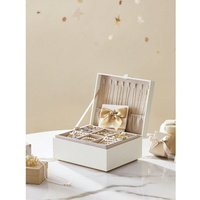 SONGMICS 2-Layer Jewellery Box, Jewellery Organiser with Handle - White