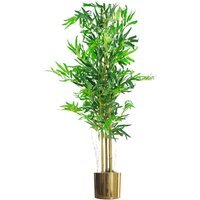 Natural Look Artificial Bamboo Plants Trees with Gold Metal Planter - Natural Brown Gold Planter