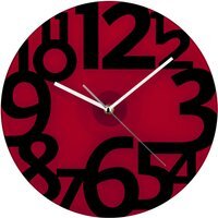 Tortora Red Glass and Black Numbers Wall Clock - Red