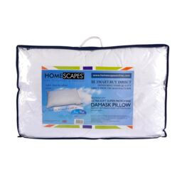 Homescapes Super Microfibre Damask Pillow - White - thumbnail 4