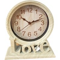 Table Clock Vintage Love Non Ticking Desk Clock Retro Mantel Clocks Cream - Cream