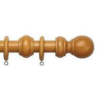 Complete Wooden Curtain Pole Set - Antique Pine / 180cm