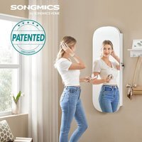 SONGMICS LED Mirror with Storage, Jewellery Cabinet, Wall or Door Mounted - White - image 1