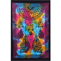 Dreamcatcher Cotton Bedspread Wall Hanging - Handmade Indian Decor - Multi
