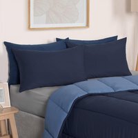 Coverless 10.5 Tog Soft Duvet Set - Navy/Blue / 3cm / Double / Machine Washable - image 1