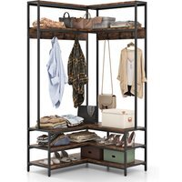 Corner Garment Rack Clothes Rack - Brown