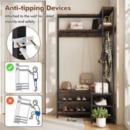 Corner Garment Rack Clothes Rack - Brown - thumbnail 4