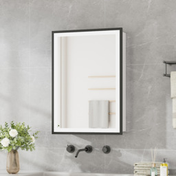 Bathroom Mounted LED Mirror Cabinet - Black / 50cm - thumbnail 3
