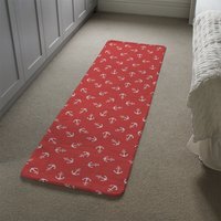 Anchors On Red Background Runner Rug - Red
