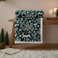 Skandi Woodland Fleece Throw - Green