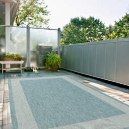 Ecology Collection Bordered Outdoor Rug - Aqua / 80cm - thumbnail 2