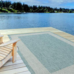 Ecology Collection Bordered Outdoor Rug - Aqua / 80cm - thumbnail 3