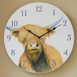 "12"" Highland Cow Garden Clock  - Cream" - thumbnail 2