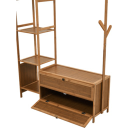 Wooden Coat Rack with Storage Drawers - Brown - thumbnail 4