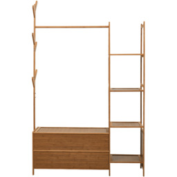 Wooden Coat Rack with Storage Drawers - Brown - thumbnail 2