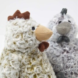 Luxury Fabric Chicken Doorstop Set of 2 - Grey, White - thumbnail 4