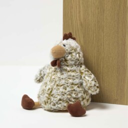 Luxury Fabric Chicken Doorstop Set of 2 - Grey, White - thumbnail 5