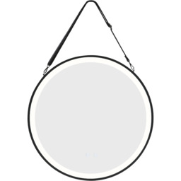 Hanging LED Bathroom Wall Mirror with Strap - Black / 60cm - thumbnail 3