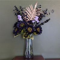 Purple Artificial Flower Arrangement With Glass Vase - Purple