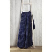 Cable Knit Polyester Throw (120x150 cm) - Navy