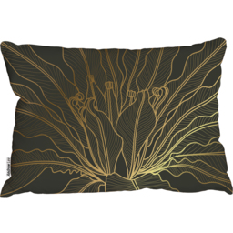 Golden Splitleaf Philodendron Plant With Monstera Plant Line Art Cushion - Yellow - thumbnail 2