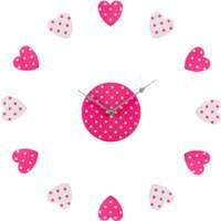 Verdian Pink and White Heart DIY Wall Clock - Multicolour