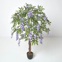 Homescapes Lilac Artificial Wisteria Tree with Twisted Real Wood Trunk, 5 Ft - Lilac - thumbnail 1