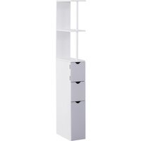 HOMCOM Tall Bathroom Cabinet Bathroom Storage Cabinet with Drawers - Grey,White - thumbnail 1