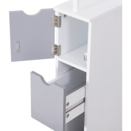 HOMCOM Tall Bathroom Cabinet Bathroom Storage Cabinet with Drawers - Grey,White - thumbnail 4