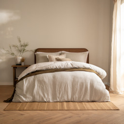 Perrie Leaf Muslin Cotton Duvet Cover Set - Natural / Single - thumbnail 2