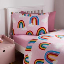 Rainbow Print Fleece Duvet Set - Pink - thumbnail 3