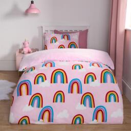 Rainbow Print Fleece Duvet Set - Pink - thumbnail 2