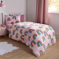 Rainbow Print Fleece Duvet Set - Pink