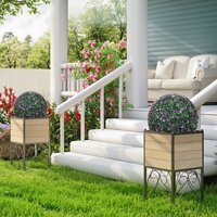 HOMCOM Set of 2 Artificial Topiary Balls - Purple