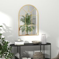 HOMCOM Modern Arched Wall Mirror Window Mirrors for Living Room - Gold - image 1