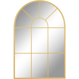 HOMCOM Modern Arched Wall Mirror Window Mirrors for Living Room - Gold - thumbnail 2