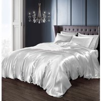 Intimates Satin Silky Bedding Sets with Duvet Cover, Fitted Sheet, Pillowcases - White / Superking - image 1