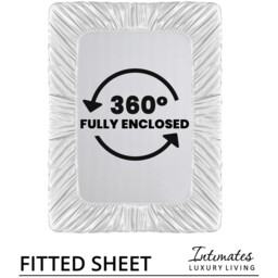 Intimates Satin Silky Bedding Sets with Duvet Cover, Fitted Sheet, Pillowcases - White / Superking - thumbnail 4