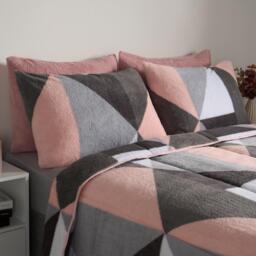 Teddy Geo Coverless 10.5 Tog Duvet Set - Blush Pink / King - thumbnail 3