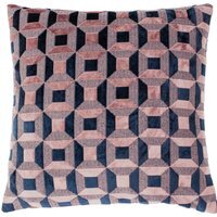 Empire Velvet Jacquard Cushion - Blush-Navy - image 1