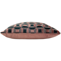 Empire Velvet Jacquard Cushion - Blush-Navy - thumbnail 3