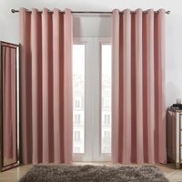 Plain Blackout Thermal Eyelet Curtains  - Blush / 228cm - thumbnail 1