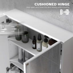 HOMCOM Double Door Wall Mounted Glass Mirror Cabinet - White - thumbnail 3