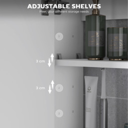 HOMCOM Double Door Wall Mounted Glass Mirror Cabinet - White - thumbnail 4