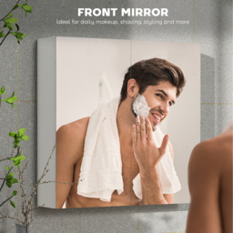 HOMCOM Double Door Wall Mounted Glass Mirror Cabinet - White - thumbnail 5