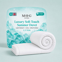 1.5 Tog Summer Quilt Duvet - Luxury Soft Touch Microfibre, Breathable & Lightweight - White / Superking
